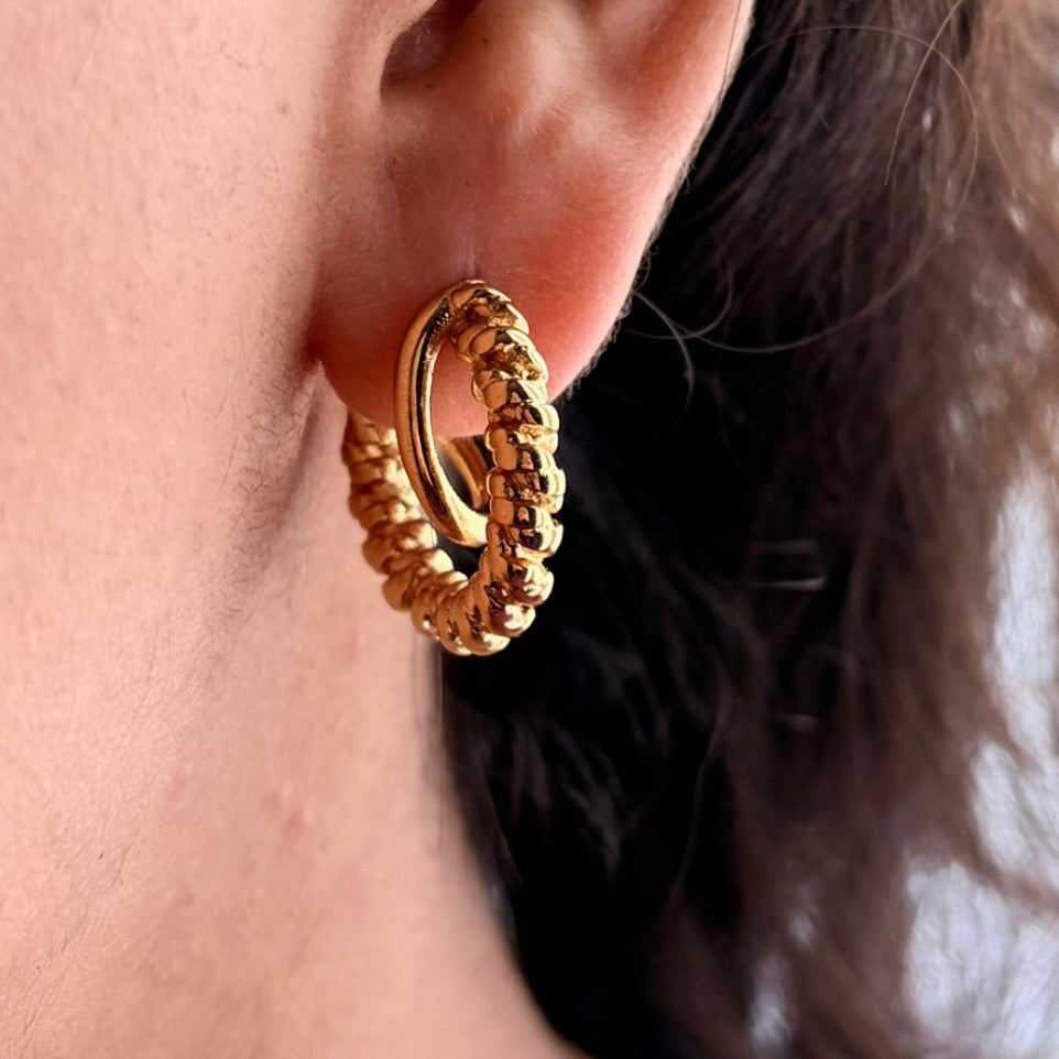 Spiral Golden Hoops