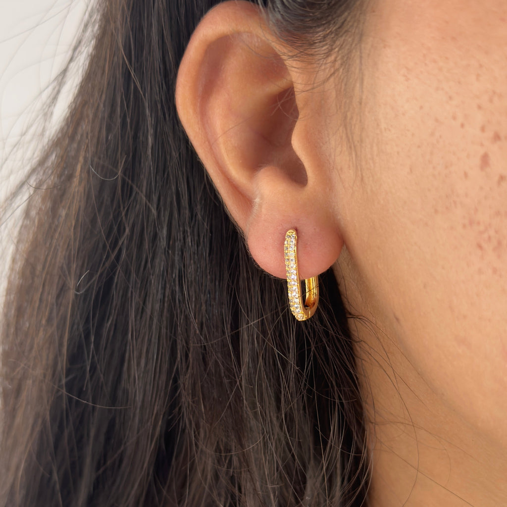 Rectangle Studded Hoops