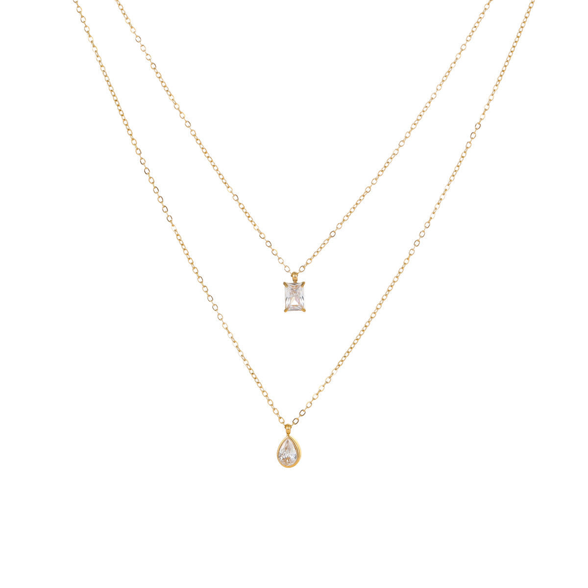 Double pendant layered necklace