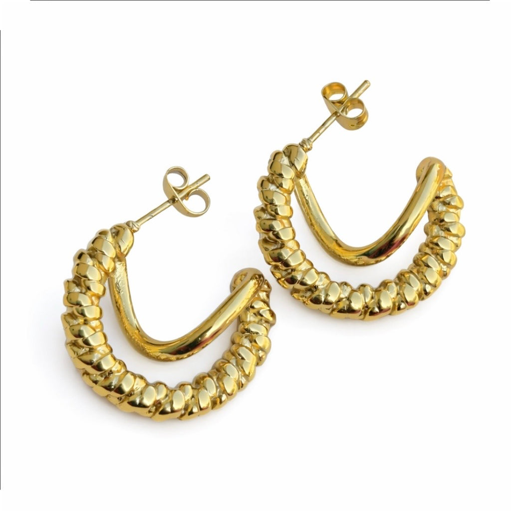 Spiral Golden Hoops