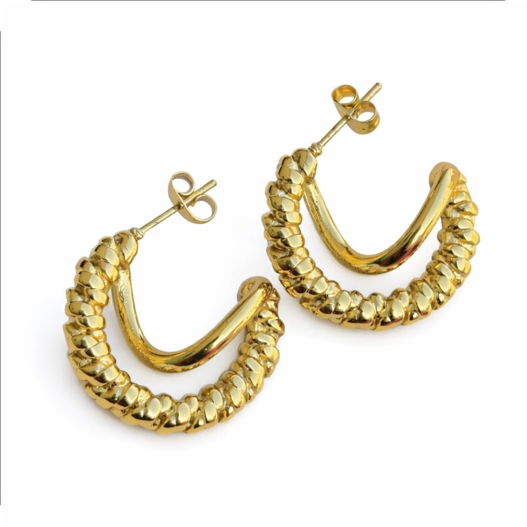 Spiral Golden Hoops