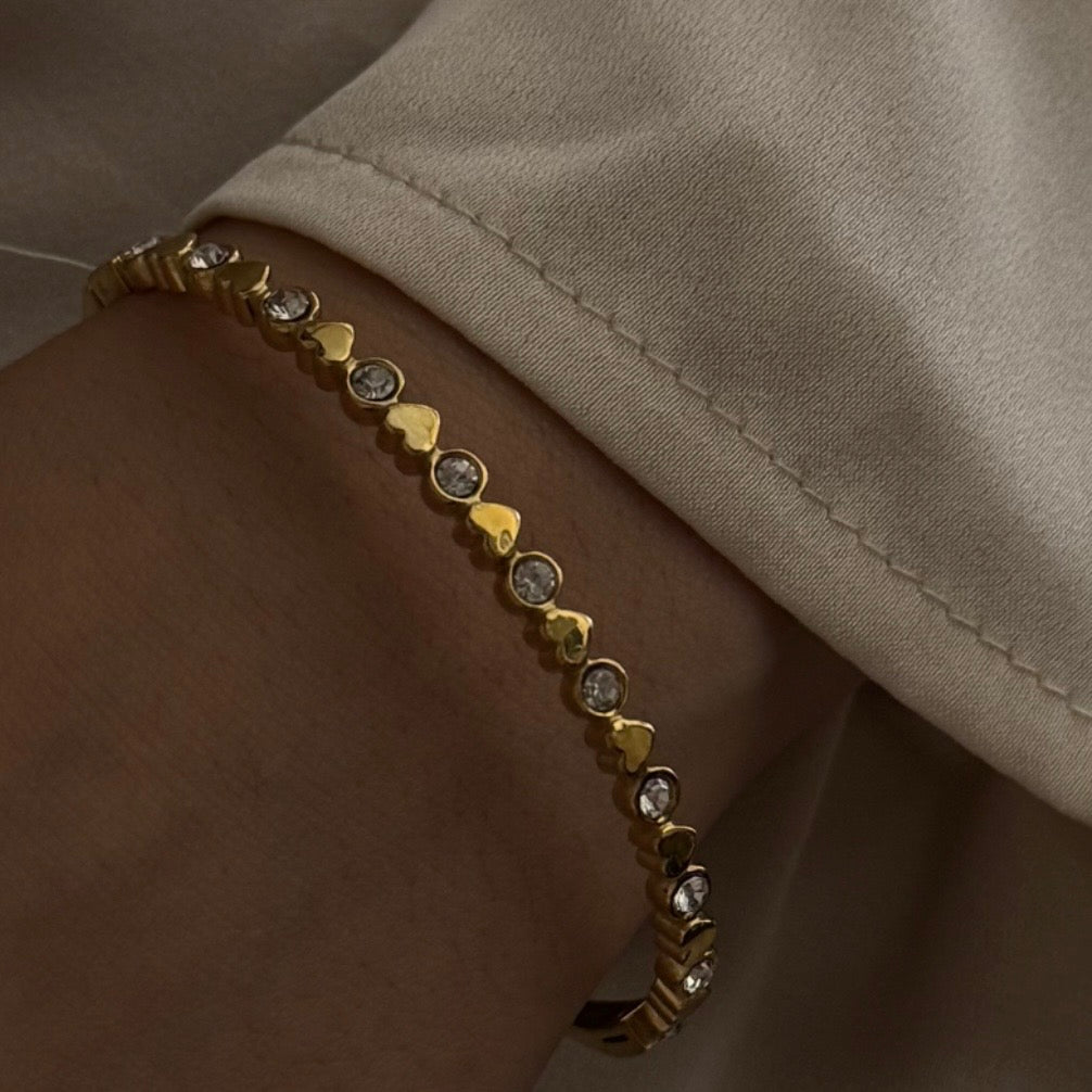 Heart & Diamond studded bracelet