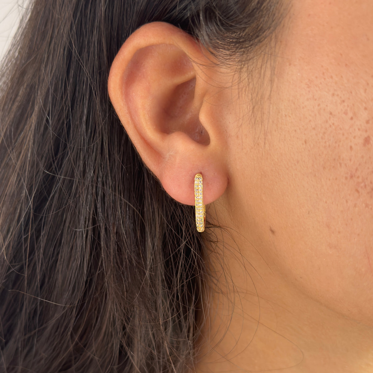 Rectangle Studded Hoops