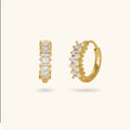 Baguette stone gold hoops earrings