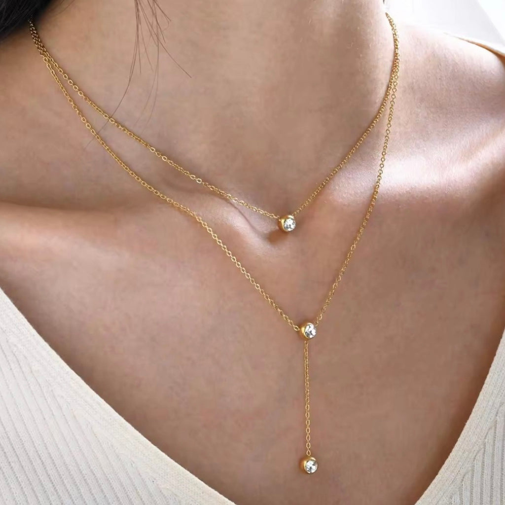 Double layer studed necklace