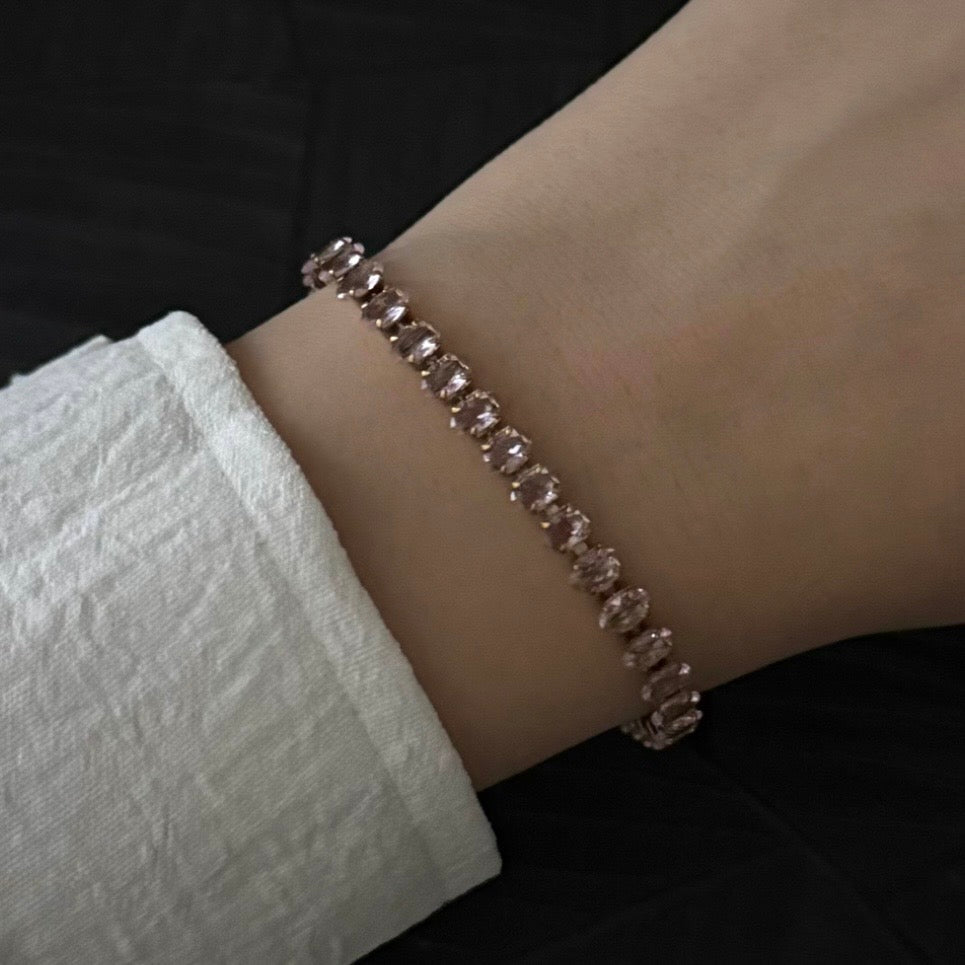 Pinkstone golden tennis bracelet