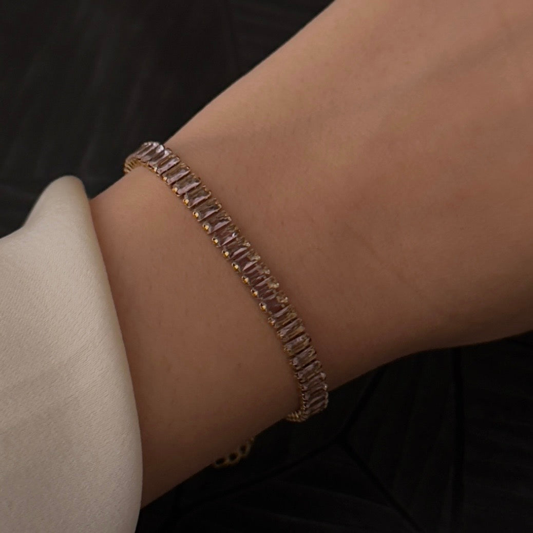 Pink stone golden bracelet