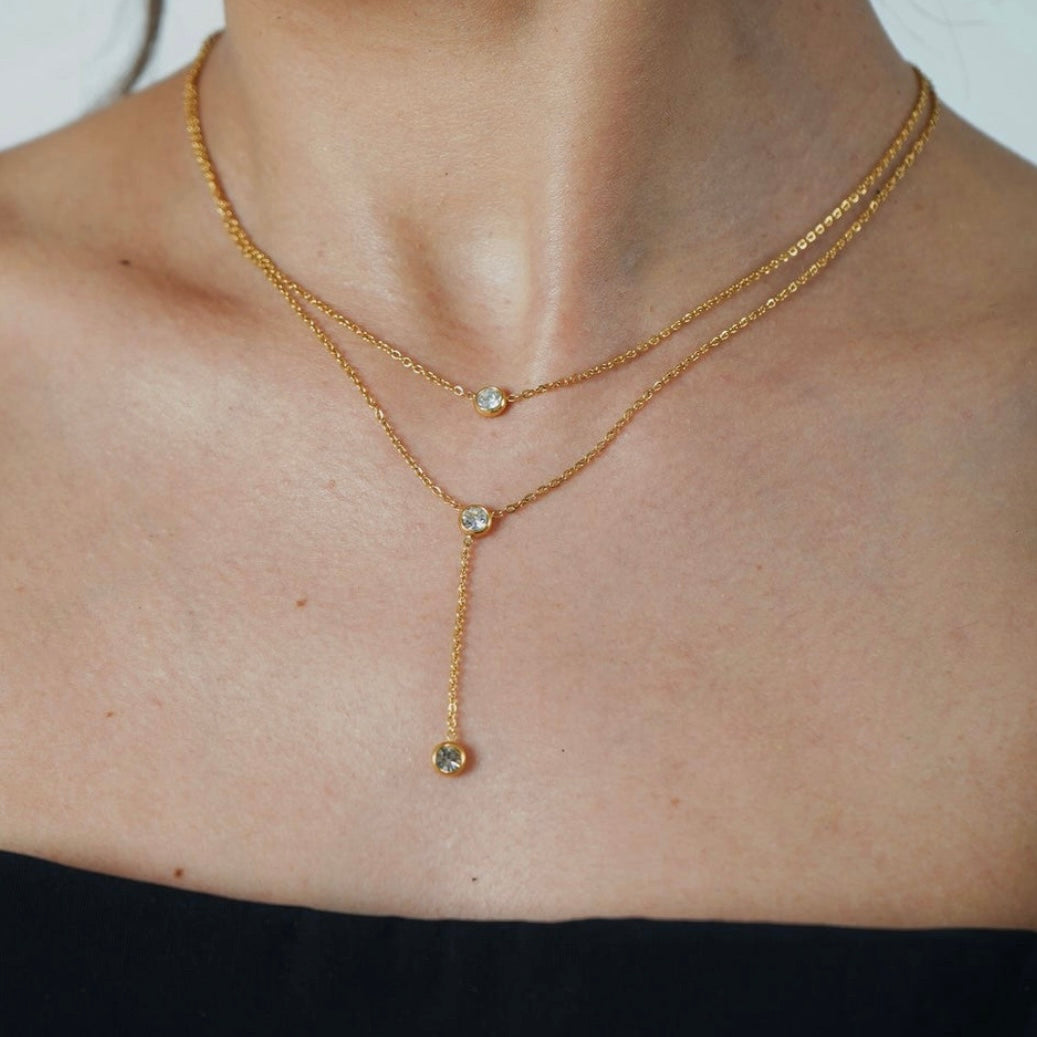 Double layer studed necklace