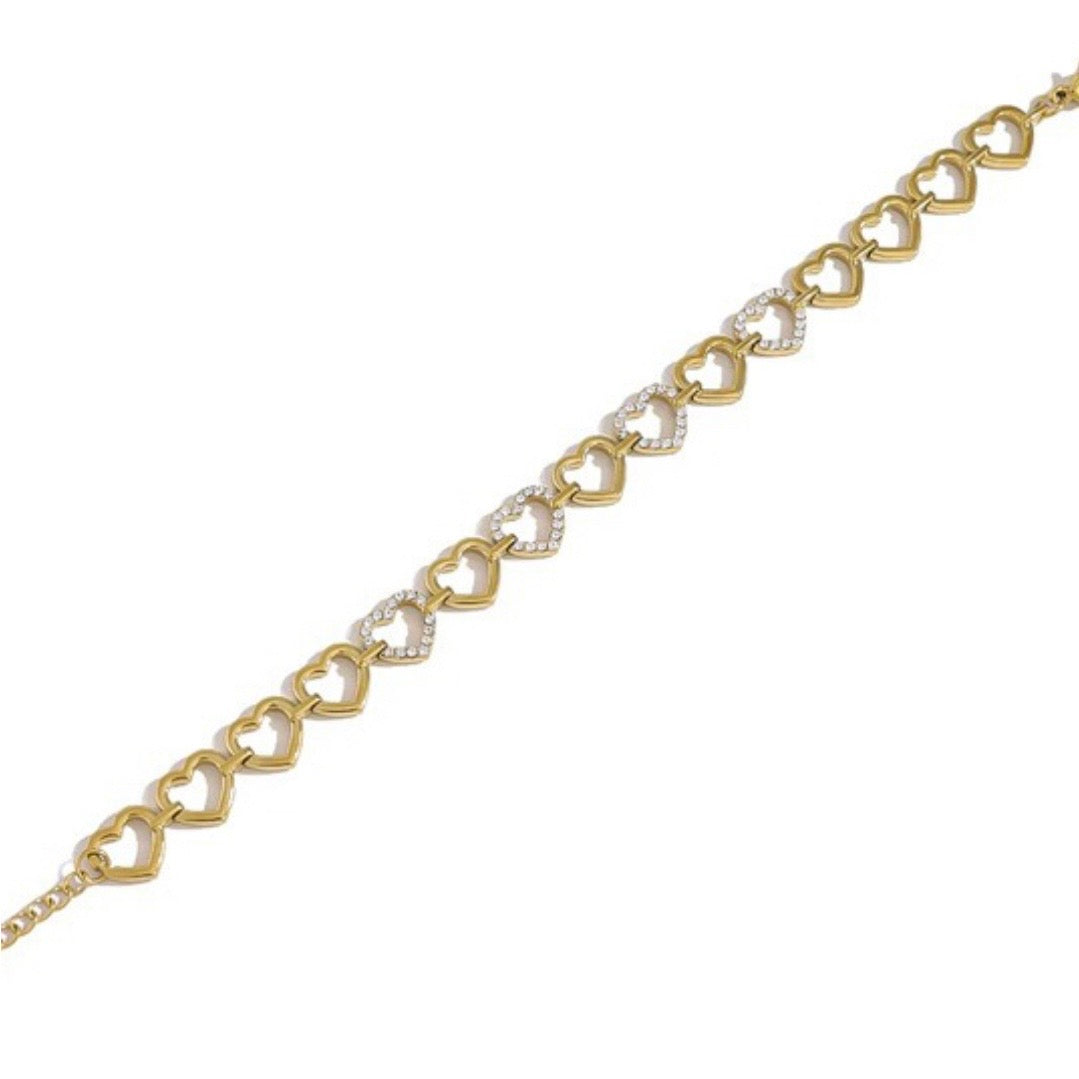 Hearts Chain Studded Bracelet