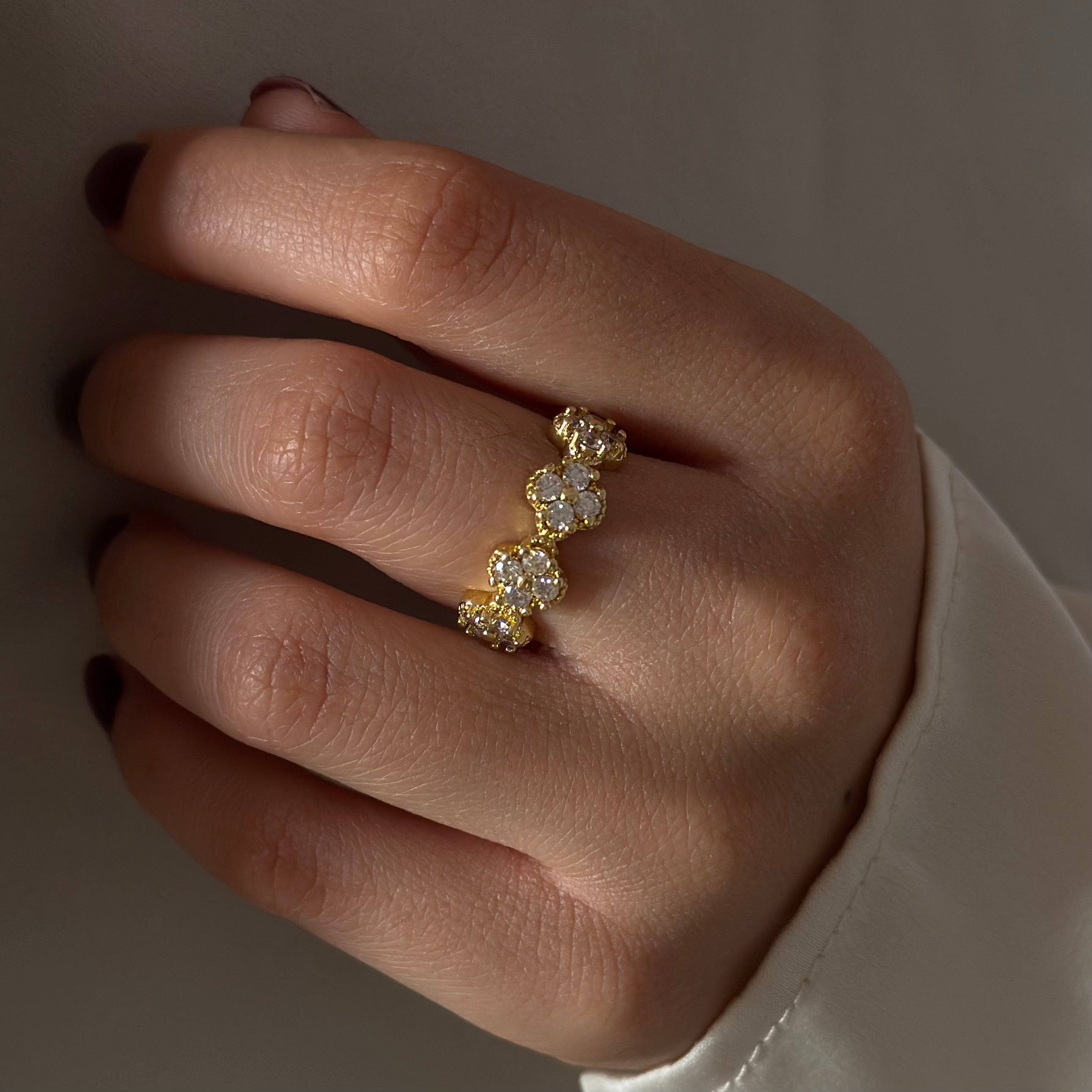 Studded Clover Ring