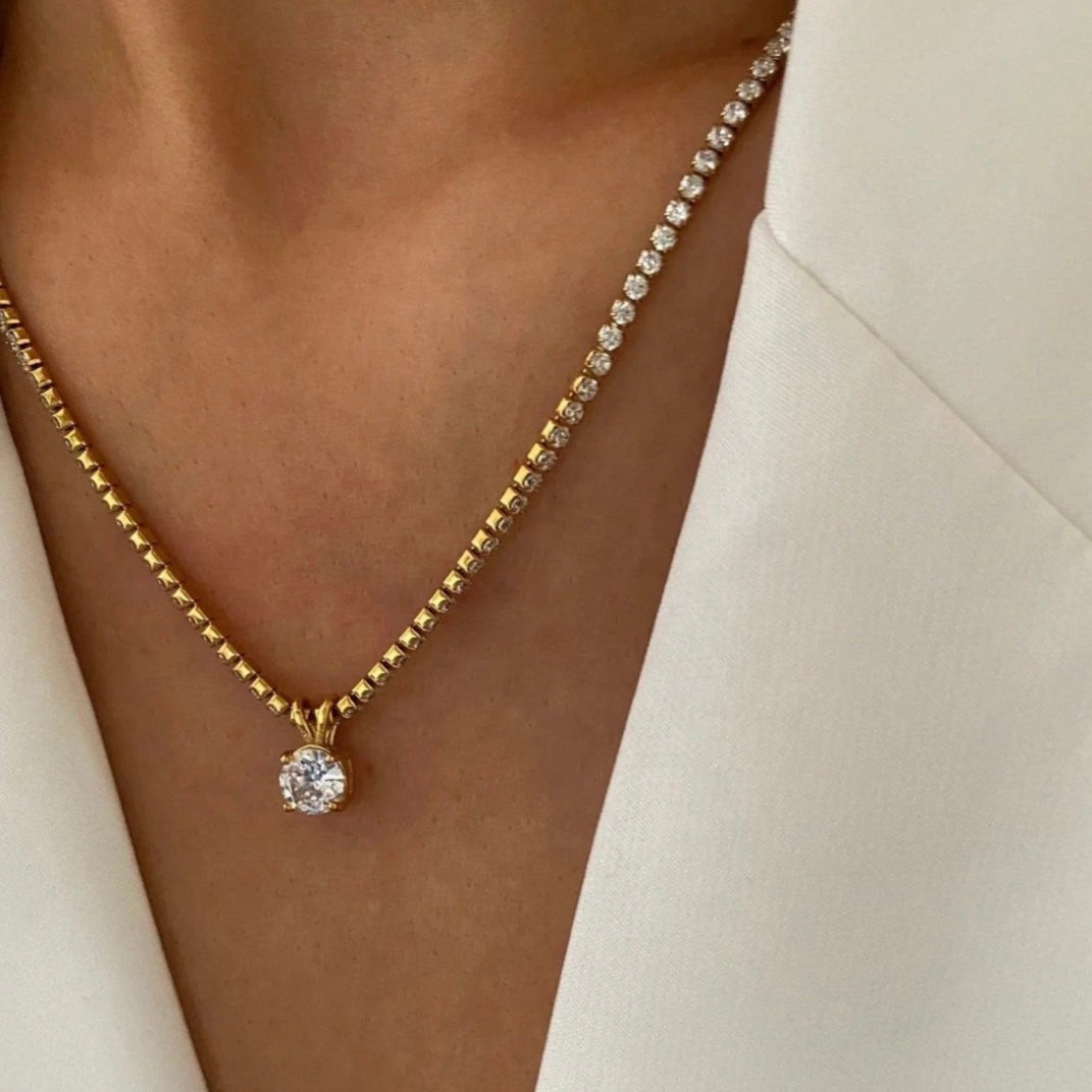 Tennis chain pendant necklace